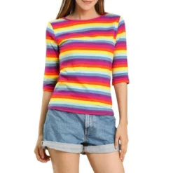 Allegra K Women's Elbow Sleeves Round Neck Slim Fit Casual Printed T-Shirt -Allegra K GUEST 8e36ae85 2d84 4eef 98c3 aff3bc7fe034