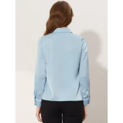 Allegra K Women's Work Office Blouse Contrast Trim Button Down Satin Shirt -Allegra K GUEST 8ef41fe0 83f2 4149 9444 f1caa076d660