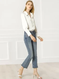 Allegra K Women's Satin Puff Sleeve Point Collar Vintage Button Up Shirt -Allegra K GUEST 8f24d43a 2e5a 4800 a4d6 7cacdcf9e473