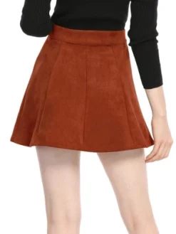 Allegra K Women's Faux Suede Button Closure A-Line High Waisted Flared Mini Short Skirt -Allegra K GUEST 8f6d65c9 e152 41fd be5e 799629c0967f