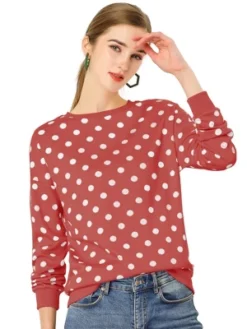 Allegra K Women Knitted Pullover Tops Winter Fall Long Sleeve Polka Dots Sweaters -Allegra K GUEST 8f7637e9 970c 4b89 857d bf9a9fd289ef