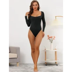 Allegra K Women's Long Sleeve Slim Fit Stretchy Square Neck Leotard Jumpsuit -Allegra K GUEST 907125ea 123a 414d b5e3 175cabb3ffa4