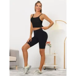 Allegra K Women's Medium Impact Fitness Workout Wireless Padded Yoga Longline Sports Bras -Allegra K GUEST 90d3c118 d4e1 4c60 880f 9faa1d22366a