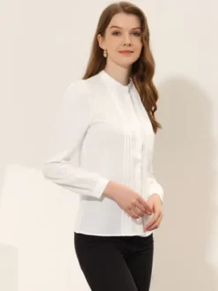 Allegra K Women's Elegant Stand Collar Long Sleeve Blouse -Allegra K GUEST 91a2ccc2 2c5a 4ea0 929d f6f6165c5a59