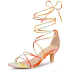 Allegra K Women's Lace Up Strappy Tie Dye Kitten Heels Sandals -Allegra K GUEST 91a5a339 9e67 4be9 9072 46c16bd85e50