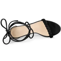 Allegra K Women's Woven Braided Heel Lace Up Clear Block Heel Sandals -Allegra K GUEST 924274cc 456c 4d48 8a65 46006f182836