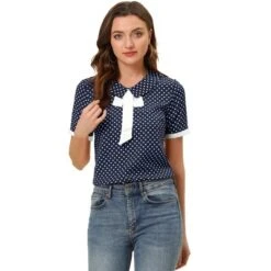 Allegra K Women's Polka Dots Flat Collar Contrast Tie Neck Short Sleeve Blouses 9 Allegra K Women's Polka Dots Flat Collar Contrast Tie Neck Short Sleeve Blouses -Allegra K GUEST 9273b2e9 6aee 4f13 8f71 049b8938e766