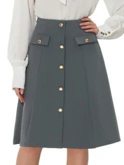 Allegra K Women's Button Decor Work A-Line Formal Knee Length Skirt -Allegra K GUEST 92c2e8e9 82c5 40fa 85d4 2ed0685d0c27