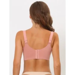 Allegra K Women's Wirefree Longline Hem Wide Straps Padded Full Coverage Lace Minimizer Bra