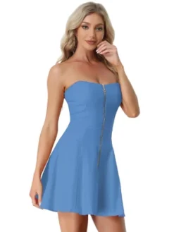 Allegra K Women's Zip Up Strapless Mini Bodycon Dresses -Allegra K GUEST 947c72ca 6e28 428c bbbc 1e1cd2dde073