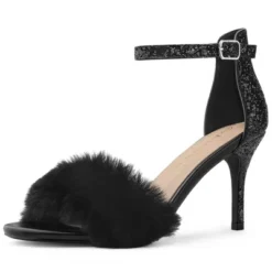 Allegra K Women's Glitter Faux Fur Stiletto Heel Sandals -Allegra K GUEST 9483cef6 adb7 4a9d bc3c 77c5191f8404