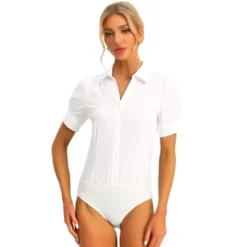 Allegra K Women's Office Button Down One-Piece Short Sleeve Bodysuit Work Shirt 11 Allegra K Women's Office Button Down One-Piece Short Sleeve Bodysuit Work Shirt -Allegra K GUEST 94d9f5a3 5f23 434a 9fa4 29a7afa9f313