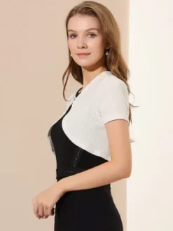 Allegra K Women's Cropped Cardigan Open Front Knitted Button Bolero Shrug -Allegra K GUEST 96917871 46f9 4b04 afee 4390818104bd