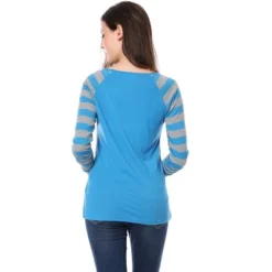Allegra K Women's Striped V Neck Long Raglan Sleeve T-Shirts -Allegra K GUEST 976b1440 6cab 4a40 b1e5 f41a1ed7731a
