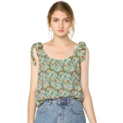 Allegra K Women's Sleeveless Casual Bow Tie Decor Strap Chiffon Floral Tank Tops -Allegra K GUEST 9798f26f 9de5 46c6 affe c44ac878679b