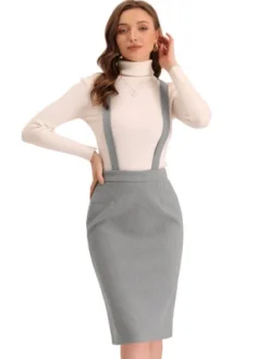 Allegra K Women's Pencil High Waist Adjustable Strap Split Back Bodycon Suspender Skirts -Allegra K GUEST 97d93e42 2ab9 4e13 82e7 a88289cef73a