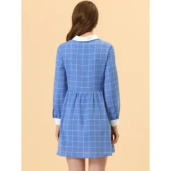 Allegra K Women's Plaid Long Sleeve Half Placket Contrast Point Collar Shirt Dress -Allegra K GUEST 97ef8c2e 5418 4dc8 b13b e8f9a5fa0ff7