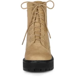 Allegra K Women's Lace Up Platform Chunky Heel Combat Boots