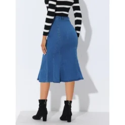 Allegra K Women's High Waist Jean Denim Fishtail Ruffle Skirt -Allegra K GUEST 989f20a4 adad 43ec b58c bdd33bb28d0f