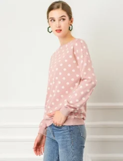 Allegra K Women Knitted Pullover Tops Winter Fall Long Sleeve Polka Dots Sweaters -Allegra K GUEST 99cb4b04 67d8 48a5 b9be ccce62777d45