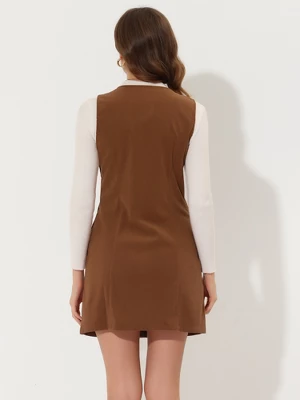 Allegra K Women's Corduroy Button Down Scoop Neck Pockets Casual Pinafore Overall Dress 2 Allegra K Women's Corduroy Button Down Scoop Neck Pockets Casual Pinafore Overall Dress - Image 2