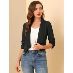 Allegra K Women's 3/4 Ruched Sleeve Shawl Lapel Lightweight Open Front Cardigans -Allegra K GUEST 9a3c10bf 96b7 4d3c b3ae 667c09ff5796