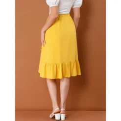 Allegra K Women's Button Decor High Waist Solid Color Asymmetrical Ruffle Skirt 11 Allegra K Women's Button Decor High Waist Solid Color Asymmetrical Ruffle Skirt -Allegra K GUEST 9ad2264b d1f0 4f32 b924 9955dd6d08fc
