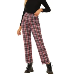Allegra K Women's Plaid Trousers Button Casual Tartan Check Work Pants -Allegra K GUEST 9af922e2 6110 4aab bf5c 59975016b44d