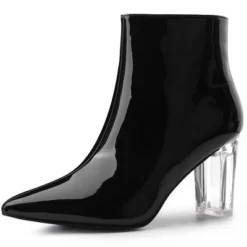 Allegra K Women's Clear Heel Pointy Toe Chunky Heels Ankle Boots -Allegra K GUEST 9b2c2038 ec40 4bb2 b03e c8f766ab6607