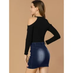 Allegra K Women's Zip Front Slim Fit High Waist Mini Denim Skirts -Allegra K GUEST 9b6165a7 62e9 40d0 8625 d70ae73551d1