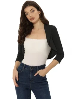 Allegra K Women's Elegant Evening Wedding Lapel Collar Bolero Shrugs -Allegra K GUEST 9b7b4cba eddd 47c7 904a 0c11bb15845d