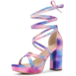 Allegra K Women's Tie Dye Platform Chunky Heel Lace Up Sandals -Allegra K GUEST 9b87218c f512 4448 a1eb add0c79630a6