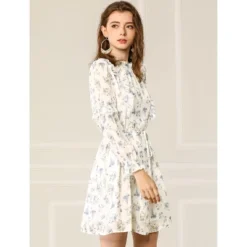 Allegra K Women's Floral Dress Mock Neck Tie Waist Ruffle Shift Chiffon Dress -Allegra K GUEST 9ba5fdb4 3735 421d bee7 3ebb55473d4e