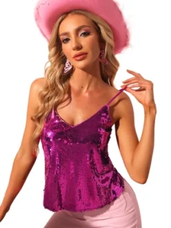 Allegra K Women's Sequined Shining Club Party Sparkle Cami Top -Allegra K GUEST 9bbe3cf1 1c36 4df8 8ef8 a5e20980b401