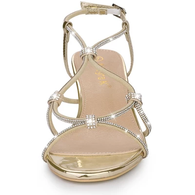 Allegra K Women's Rhinestone Strappy Slingback Stiletto Heel Sandals 1 Allegra K Women's Rhinestone Strappy Slingback Stiletto Heel Sandals