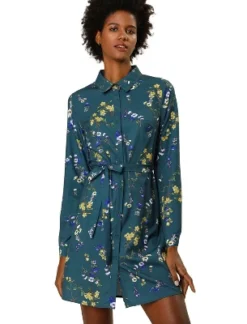 Allegra K Women's Lapel Button Down Belted Above Knee Vintage Polka Dots Floral Shirt Dress -Allegra K GUEST 9c33dd14 5e3f 4300 9ce4 ad06c32175d6