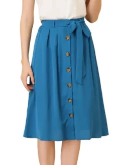 Allegra K Women's Button Front Casual High Waist Belted Midi Flare Skirt -Allegra K GUEST 9c466466 5258 49ef bbd0 9f8821a9a2c7