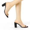 Allegra K Women's Ring Clear Chunky Heels Slide Heel Sandals