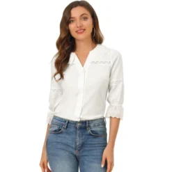 Allegra K Women's 3/4 Sleeve Crochet Trim Work Blouse -Allegra K GUEST 9cb2cbc3 c696 4ee8 8c88 fa43a2540a80