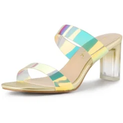 Allegra K Women's Colorful Straps Clear Heels Chunky Heel Clear Sandals -Allegra K GUEST 9cc0df3e 29e2 4037 8fd8 0c45ad52147e