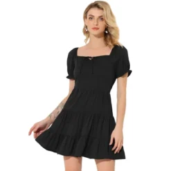 Allegra K Women's Square Neck Ruffle Sleeve Smocked Back Tiered Flowy Dress -Allegra K GUEST 9cfa0648 81fa 4368 b5c5 128b2de32645