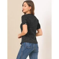 Allegra K Women's Vintage Polka Dots Peter Pan Collar Puff Short Sleeve Shirt -Allegra K GUEST 9d2f3116 105d 46b3 8076 d2e35e3255d9