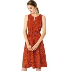 Allegra K Women's Floral Printed Split Neck Drawstring Waist Sleeveless A-Line Midi Dress 23 Allegra K Women's Floral Printed Split Neck Drawstring Waist Sleeveless A-Line Midi Dress -Allegra K GUEST 9d342666 2f4f 45b2 8bf9 089f257b1984