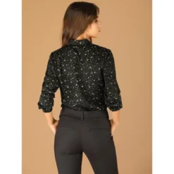 Allegra K Women's Metallic Vintage Long Sleeve Gilding Shiny Dots Stars Blouse Top -Allegra K GUEST 9d7d4b3b 76f8 4fb1 95d0 9357747d1079