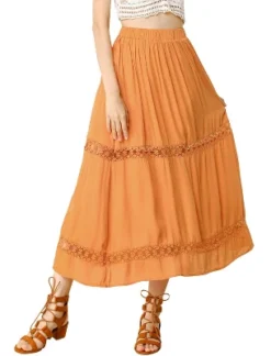Allegra K Women's Lace Insert Vintage Swing A-Line Maxi Skirt With Elastic Waist -Allegra K GUEST 9dc6f135 4191 48f1 8b23 5dfe59c98453