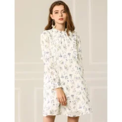 Allegra K Women's Floral Dress Mock Neck Tie Waist Ruffle Shift Chiffon Dress -Allegra K GUEST 9dd57d80 40b0 48ec a4a6 c44376c55ba1