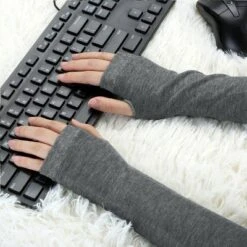 Allegra K Women's Dark Gray Fingerless Elastic Winter Thick Arm Warmers Gloves -Allegra K GUEST 9e007b19 5326 4d54 96e5 aba6535e5bf0