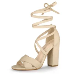 Allegra K Women's Crisscross Front Block Heeled Lace Up Sandals -Allegra K GUEST 9e38de32 eb24 4a7a 81f3 db875bd1199f