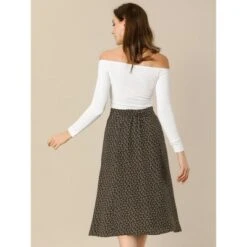 Allegra K Women's Print Peasant Elastic Waist A-Line Midi Skirts -Allegra K GUEST 9e412f0c f652 435f a2f1 24b38709fba2