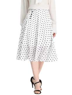 Allegra K Women's Elastic Waist Zipper Polka Dots Casual Midi Skirts -Allegra K GUEST 9e8e7c36 72e1 49a0 ae4c 8eecfd3b3816